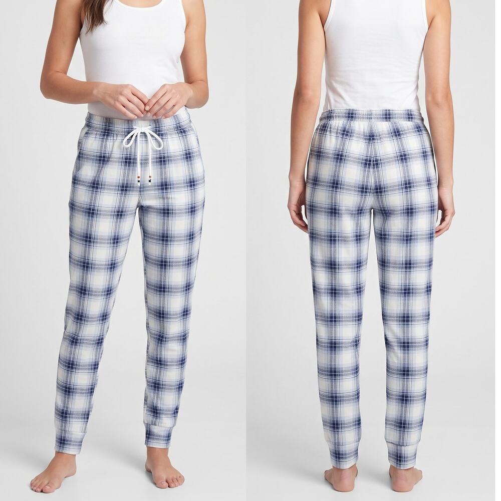 Eddie Bauer Womens Small Blue White Plaid Pajama Sleep Pants